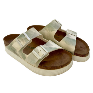Birkenstock Papillio Green White Vegan Size EU 37 US 6-6.5 Double Strap Sandals
